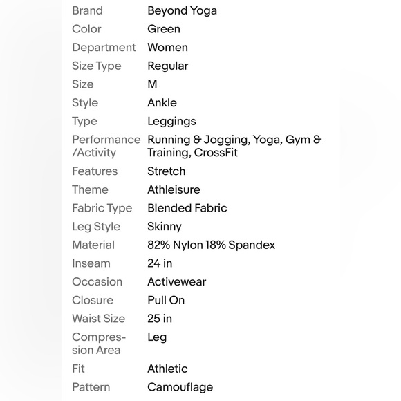 Beyond Yoga Glittery Camouflage High Rise Leggings Women’s Size Medium EUC - Picture 12 of 12